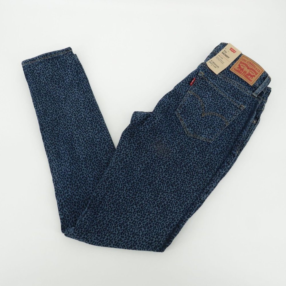 Levi's 711 Womens Leopard Print Blue Skinny Jeans 4 NWT $59.50